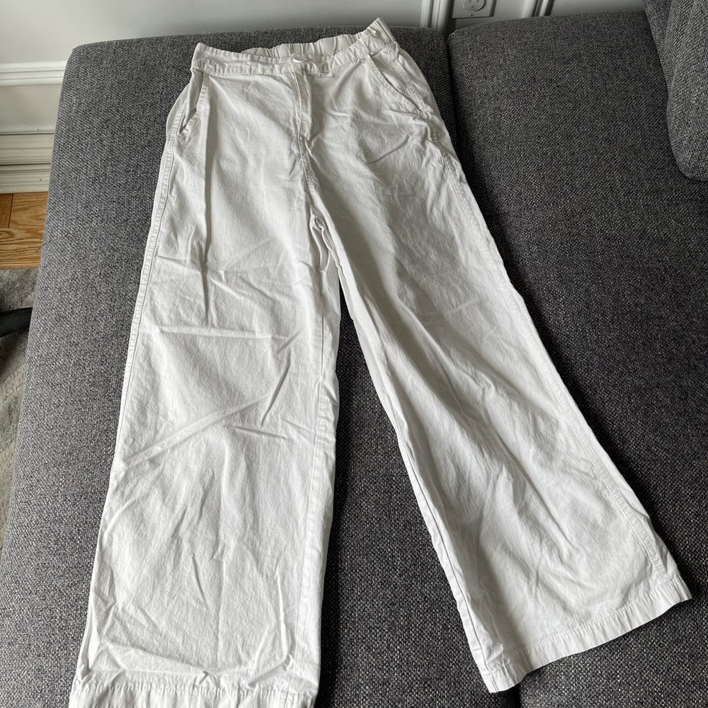 Women white high waisted straight leg pants